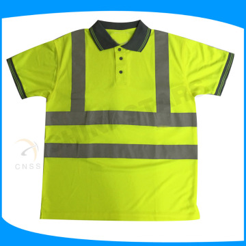 EN ISO 20471 camisa reflectante de seguridad POLO con cuello de color gris